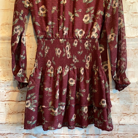 Moon River long sleeve mini dress XS floral - Picture 11 of 12